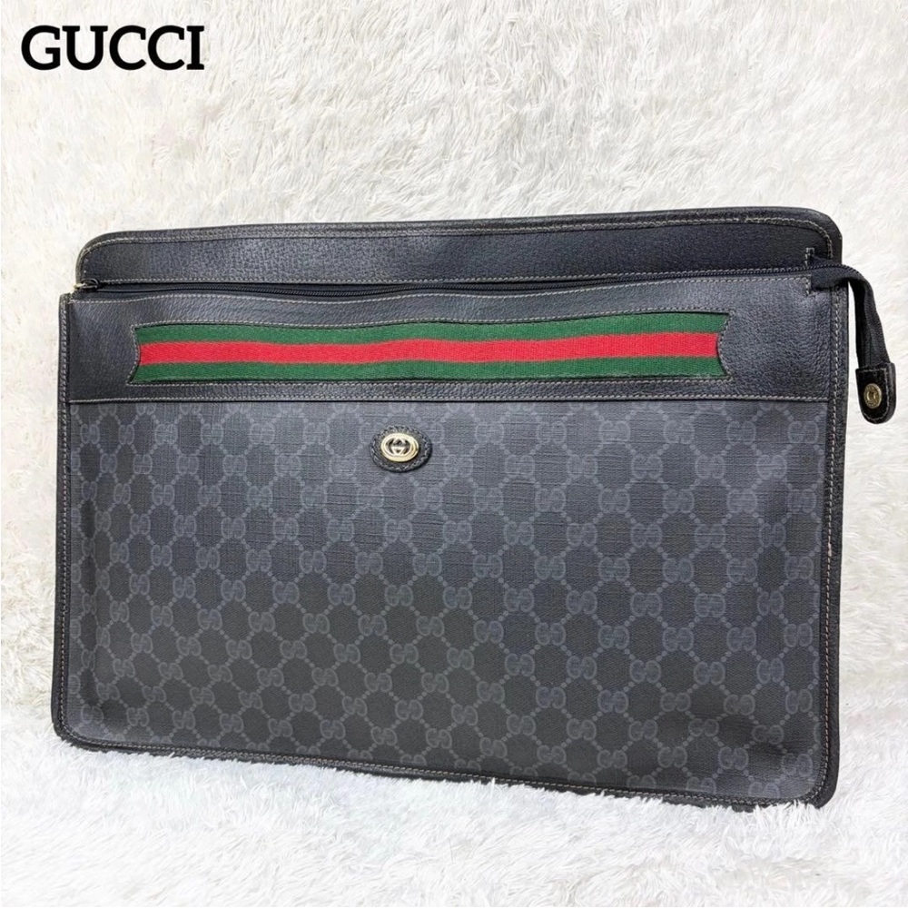 Gucci Black Clutch with Green and Red Accents - Picture 1 of 10